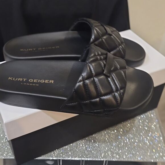 Kurt Geiger London Brixton Drench Plate Slide Sandal- Black - Picture 11 of 12